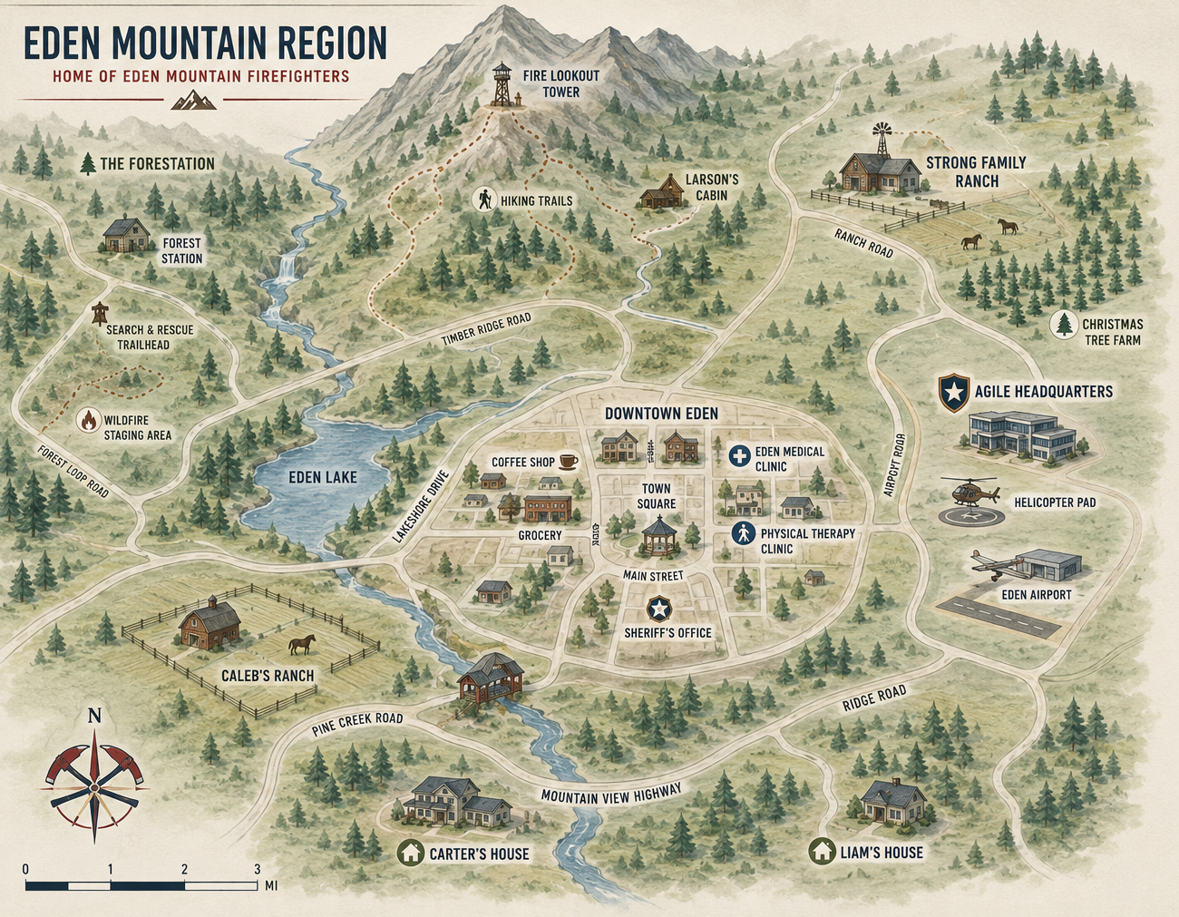 Illustrated map of Eden Mountain