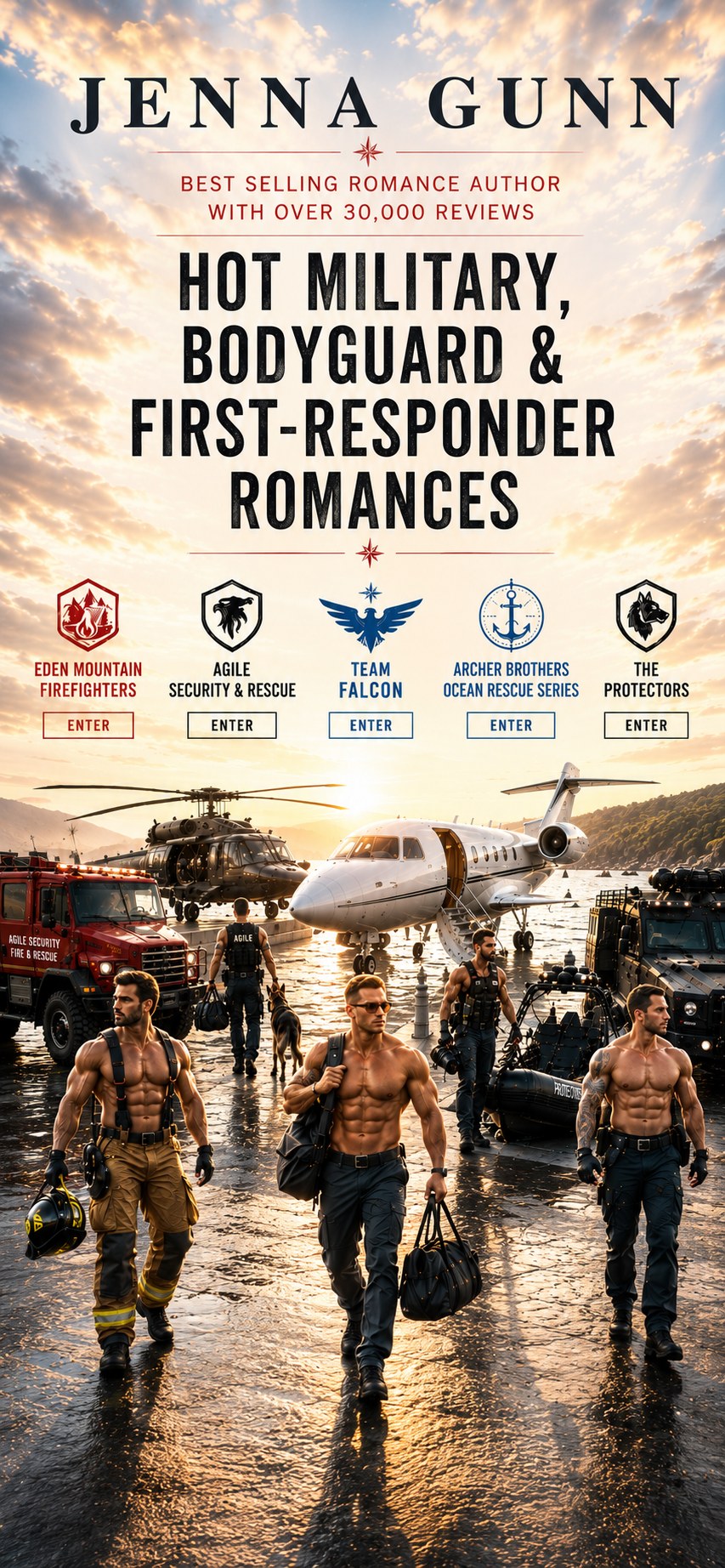 Jenna Gunn, Hot Military, Bodyguard & First-Responder Romances